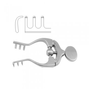 Jansen Self Retaining Retractor 3 x 3 Blunt Prongs - With Adjustment Screw Stainless Steel, 10 cm - 4"